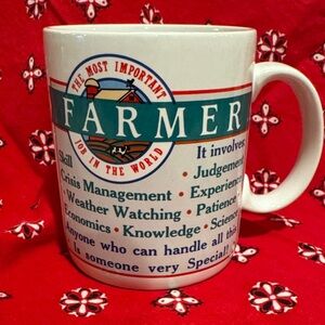 Vintage Farmer-Themed White Coffee Mug